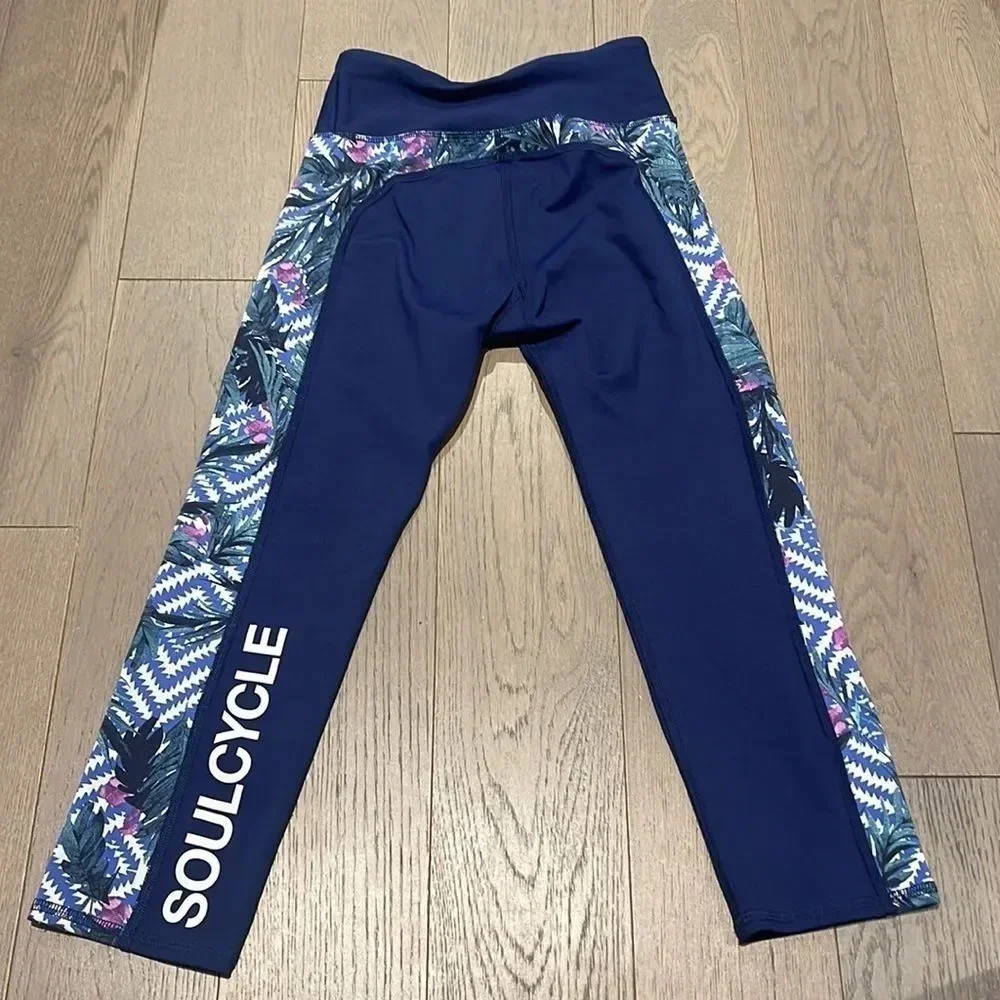 SoulCycle Womens Size S Blue Polyester Spandex Leggings Stretch Lightweight Gym